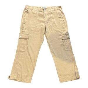 Liverpool Pants Womens Size 12/31 Crop Cargo Linen Blend Hazelnut Lightweight